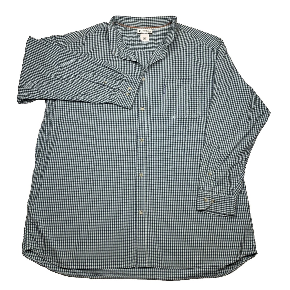 Columbia Button Down Shirt Mens 4XT Tall Plaid Cotton Long Sleeve Big Tall